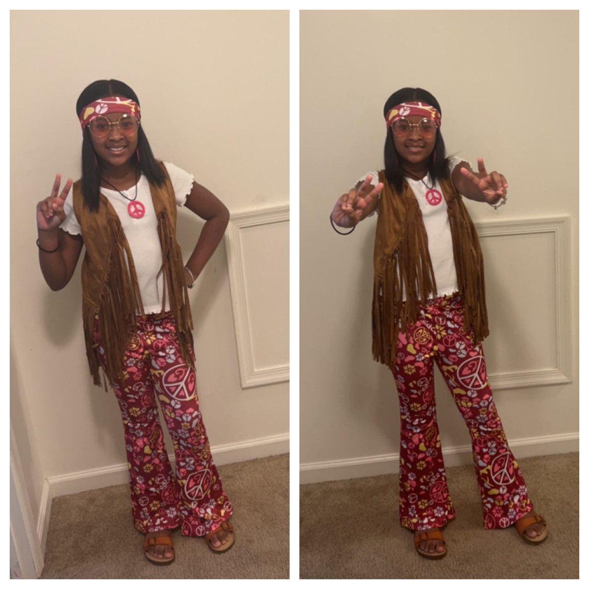 my 10 year old daughter ☮️🌸🤎🌼🩷✨✌🏾 #70s #70sstyle #70sfashion #groovy #70svibes #70sparty #explorepage #peace #love