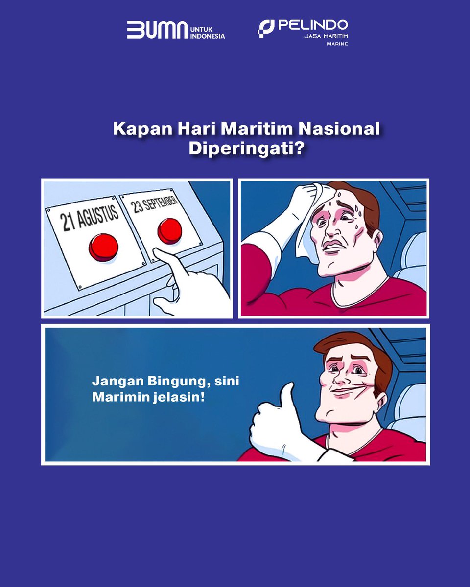 pelindomarine's tweet photo. Kembangkan Layar, Majukan Bangsa!

Mariners Ber-AKHLAK, terdapat 2 versi peringatan Hari Maritim Nasional. Secara resmi, Hari Maritim Nasional diperingati pada 23 September, mengacu pada penetapan yang dilakukan oleh presiden Soekarno untuk mengingatkan bangsa Indonesia akan https://t.co/BRKTtUbvDG