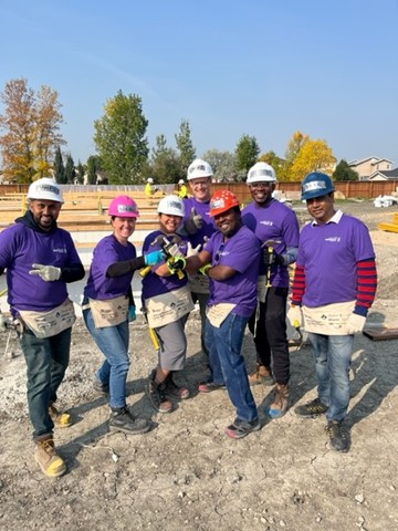 MyAssiniboine's tweet photo. Team #MyAssiniboine had an awesome time participating in our second @Habitat_MB build this year at their Pandora Ave West location – their largest development to date! Thanks to the crew for having us. #ACUCommunity 🪛 https://t.co/wDXLDFvQuh