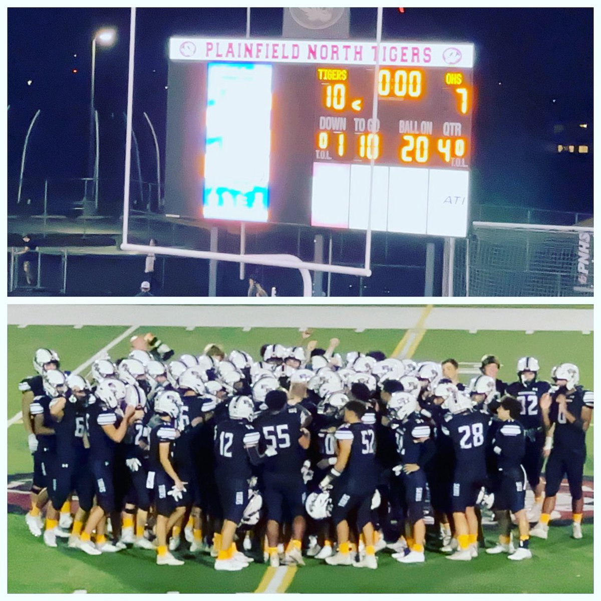 Way to go Tigers! Light up the V!!!! PNHS wins 10-7 against OHS! #football #varsity