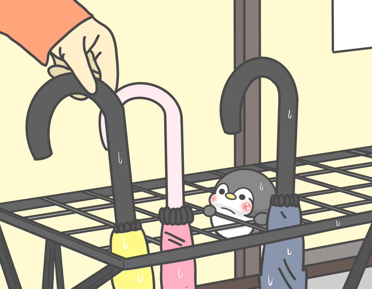 「傘立てにさされたペンギン 」|ペンギンの優しい世界-お腹すい汰＠のイラスト