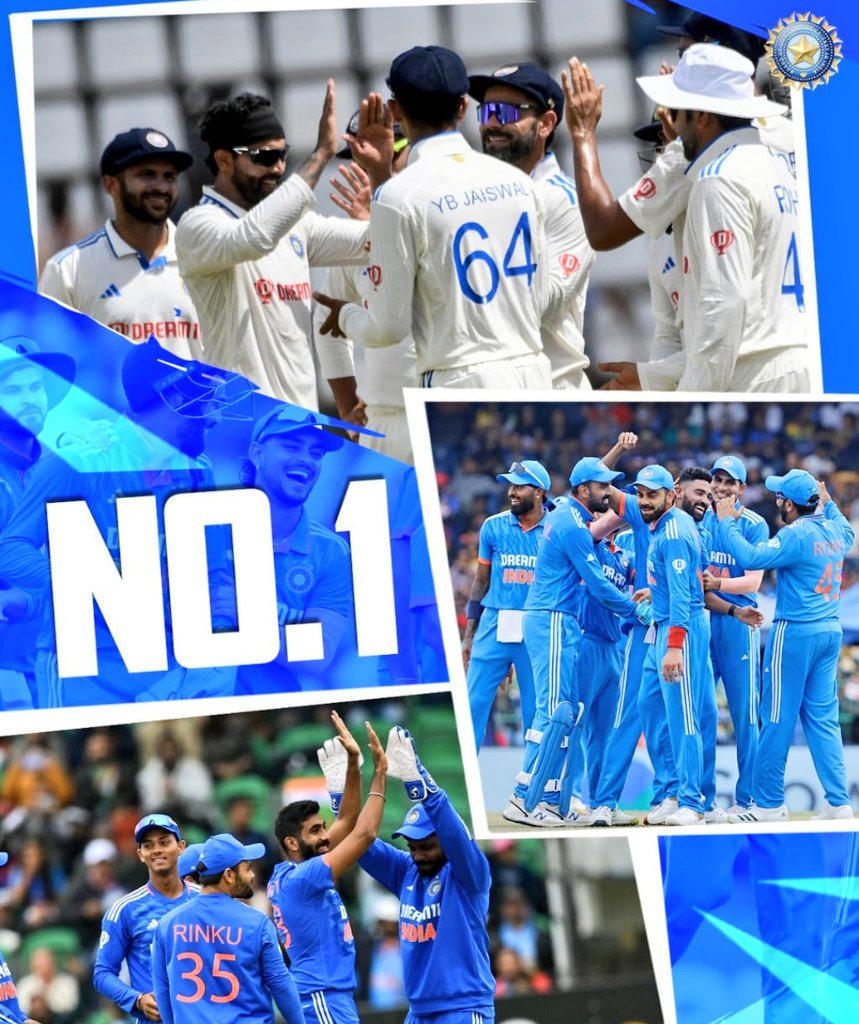 No. 1️⃣ in ICC  Men's Test Rankings 
No. 1️⃣ in ICC Men's T20I Rankings 
No. 1️⃣ in ICC Men's ODI Rankings 

#TeamIndia topping the ICC Rankings across formats in style .

#INDvAUS️️️️ #WorldCup2023 #ViratKohli #RohitSharma𓃵 #INDvsAUS