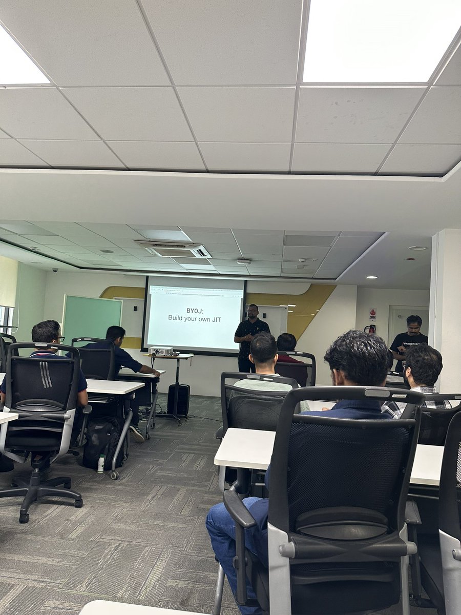 Rishi (@jainrishi15) on Twitter photo Ruby meet-up <a href="/bangaloreruby/">Bangalore Ruby Group</a> in full flow at Thoughtworks!.
First up <a href="/Faraaz98/">Faraaz Ahmad</a> talking about JIT. Ruby meet-up <a href="/bangaloreruby/">Bangalore Ruby Group</a> in full flow at Thoughtworks!.
First up <a href="/Faraaz98/">Faraaz Ahmad</a> talking about JIT.