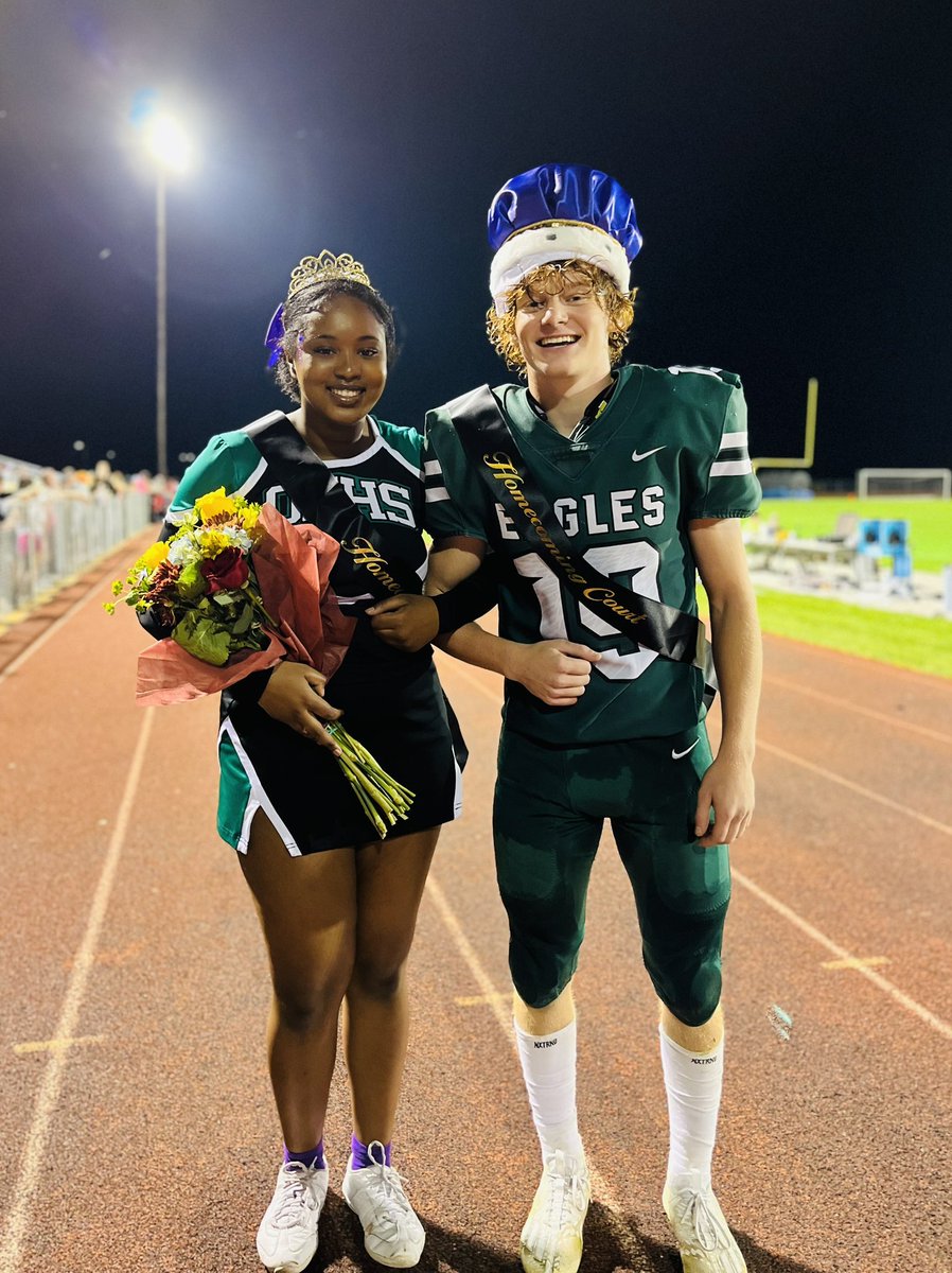 OrchardFarmRV's tweet photo. What a night! Congratulations to the Eagles on a big win and to our Homecoming King and Queen Jackson Carruthers and Binta Ba! 🦅 https://t.co/gl0mFSnLRK