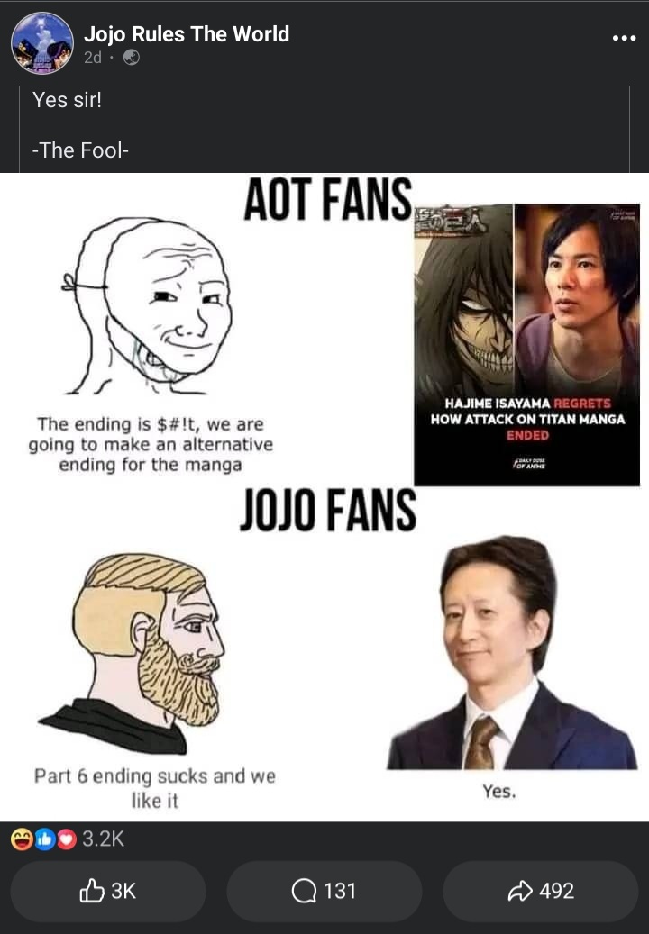 don't fuck with Jojo fans, we only have one joke #jojosbizarreadventure  #phantomblood #diobrando #shitpost #meme #memes #anime #manga