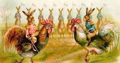 caldmurchfield's tweet photo. I have a recurring #DreamAbout Rabbits doing battle with swords while riding giant chickens. https://t.co/r9aZaPyWNs