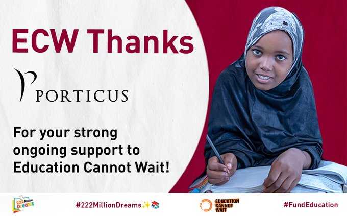 KentPage's tweet photo. ✨Thank-you #Porticus 🇳🇱 for your strong, ongoing support to @EduCannotWait!✨📚
Your generous contributions allow #ECW & strategic partners to reach even more crisis-affected girls & boys across the🌎with #QualityEducation!
#UNGA78 @un @porticusglobal #222MillionDreams ✨📚 https://t.co/pNcT8iGxGC
