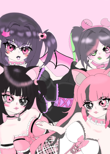 Fayaxuracross's tweet photo. fan arts of my 4 favorite girls @machiinya #MACHillust  @akuradere #akuradere   @emoshimoV #emoshimart @pinkmaggitx  #pinkidge  i hope you 4 girls  love it LOTSS!!!!! https://t.co/xLbHCPmtGe