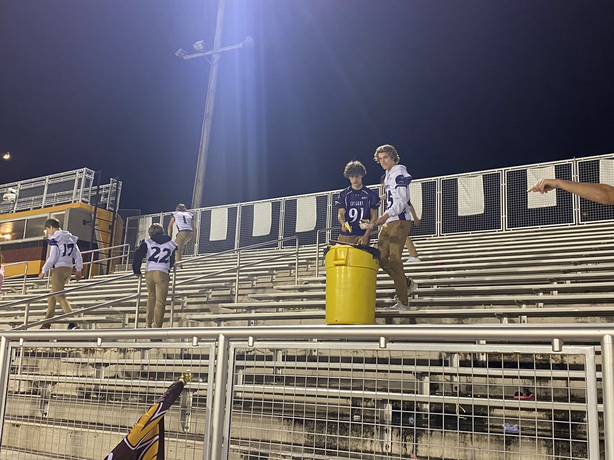 Pure class! This is Breese Central players cleaning OUR bleachers after the game. They saw our custodians trying to clean and just started picking up trash. Coach Short has a class group of young men at Central!