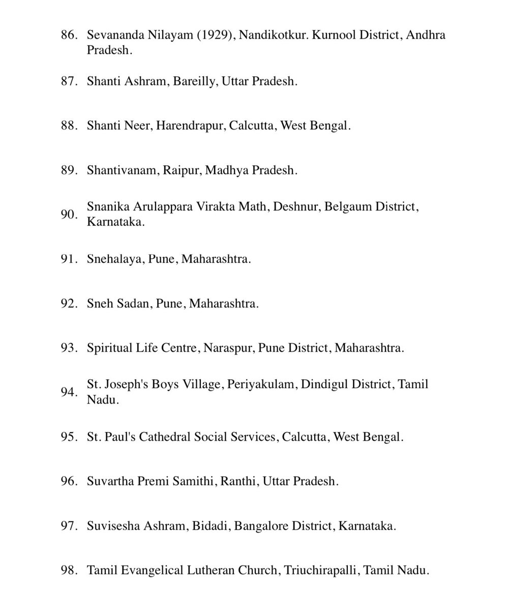 SagasofBharat's tweet photo. Today there are literally 100s of such “CATHOLIC ASHRAMS” in India, Srilanka &amp; Nepal. Few names are listed below. https://t.co/Smbth5GCWw
