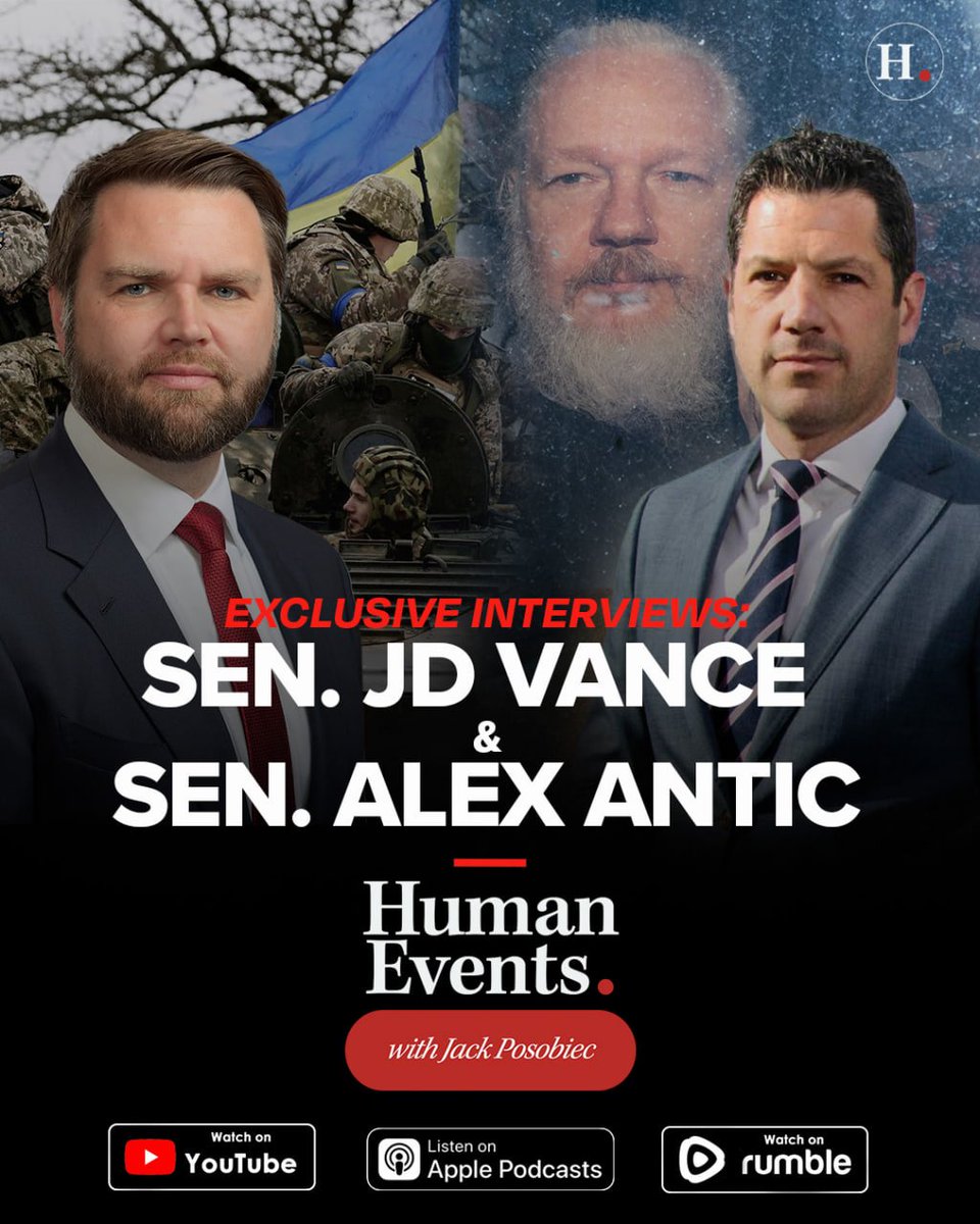JackPosobiec's tweet photo. EXCLUSIVE INTERVIEWS: SEN JD VANCE ON UKRAINE, SEN ALEX ANTIC ON ASSANGE
https://t.co/sIBnj7mqUA https://t.co/LPlB3OBwly