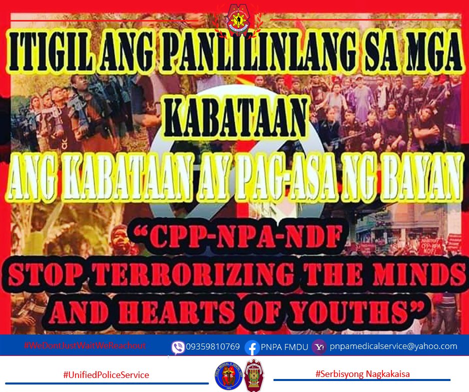 ALPH4X0MEGA's tweet photo. @tsuperdaddy NO TO CPP NPA NDF
SAY NO TO TERRORISM
#UnifiedPoliceService
#SerbisyongNagkakaisa
#WeDontJustWaitWeReachOut
#ToServeandProtect https://t.co/lol9Gxi1Gy