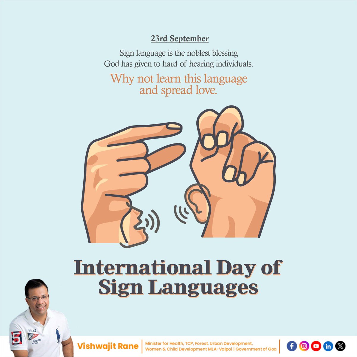visrane's tweet image. Marking International Day of Sign Language – a reminder that communication knows no bounds. Let&apos;s redouble our efforts to ensure inclusivity and equal access to information for all, regardless of the communication barriers. #SignLanguageDay