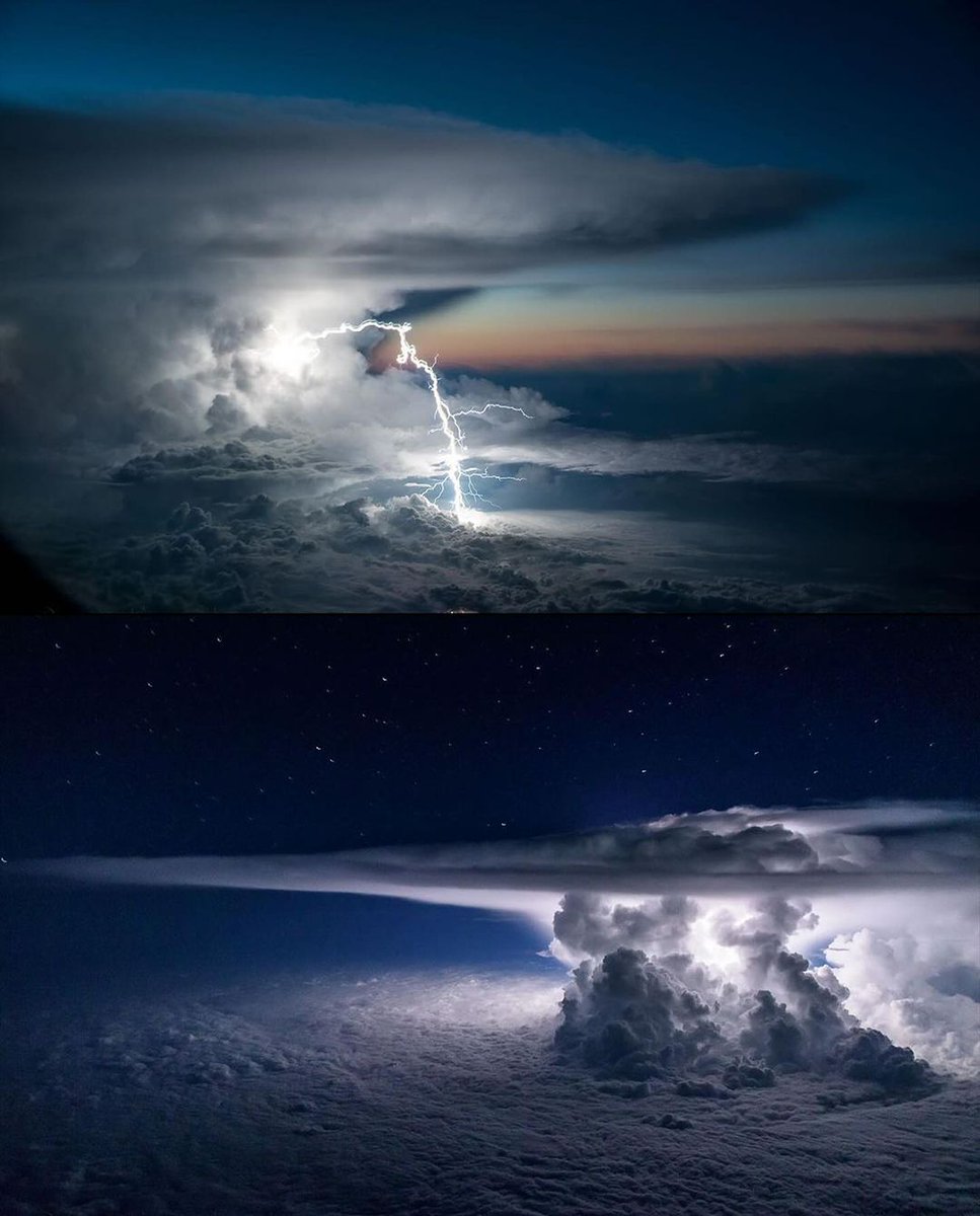 totaltimess's tweet photo. A pilot captured an incredible photo of a thunderstorm from 37,000 feet in the air while flying over the Pacific Ocean! https://t.co/JXBs2m5ayF
