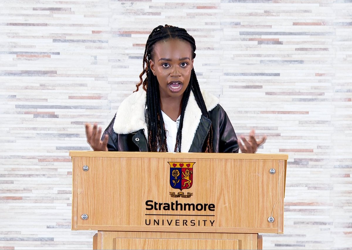 Nerique27's tweet photo. Michelle Adika from Strathmore University pleads her case on #CampusDebates  on @ktnhome_  Does money lead to happiness? See what she says this Tuesday 8pm 
@StrathU  @Strathdebate 
#ktnwelcomehome https://t.co/JjfiDpzmzY