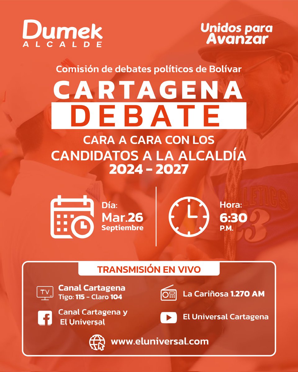 Alisten las crispetas para el martes. #LaFuerzaDeLasSoluciones debate. ¡Invitados todos!
#CartagenaDebate <a href="/funcicar/">Funcicar</a> #CDPB gracias por el espacio 🗳✅️