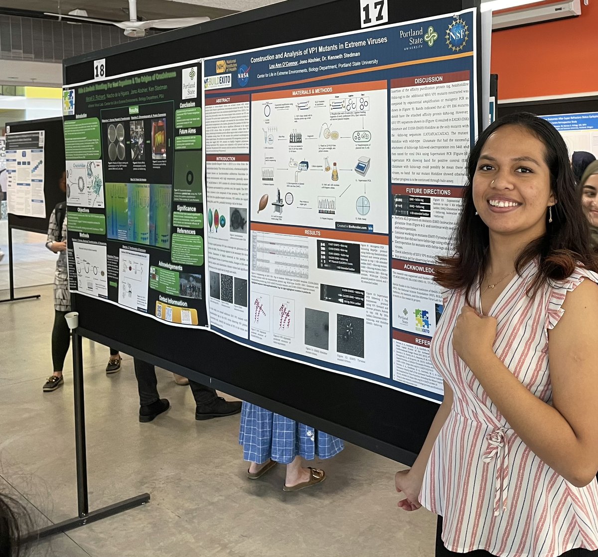 Ken Stedman (@xtremevirusprof) on Twitter photo Lou Ann O'Connor with poster <a href="/psu_research/">Portland State Research</a> <a href="/PSU_Biology/">PSU Biology</a> at the CIMR Summer Research Symposium. More great eXtreme Virus Lab work. #viruses #notthekindthatmakeyousick (Marcell Richard's XVL poster to left). Lou Ann O'Connor with poster <a href="/psu_research/">Portland State Research</a> <a href="/PSU_Biology/">PSU Biology</a> at the CIMR Summer Research Symposium. More great eXtreme Virus Lab work. #viruses #notthekindthatmakeyousick (Marcell Richard's XVL poster to left).