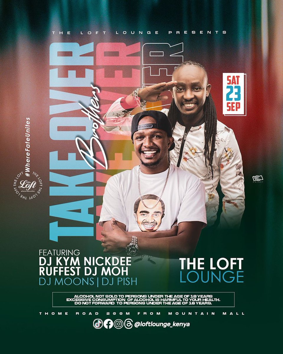 deejaykamuzeey's tweet photo. #TheTakeOver vibes go down tonight @loftlounge_kenya

Join us for sounds by @ruffestdjmoh x @DjKymNickDee  Cc @mohspice @NickDeeEnt
#LessTalkMoreMuzik🔥🔥🔥 
#AintNoPartyLikeANickDeeParty💯💯 https://t.co/AqB8zMDgjk
