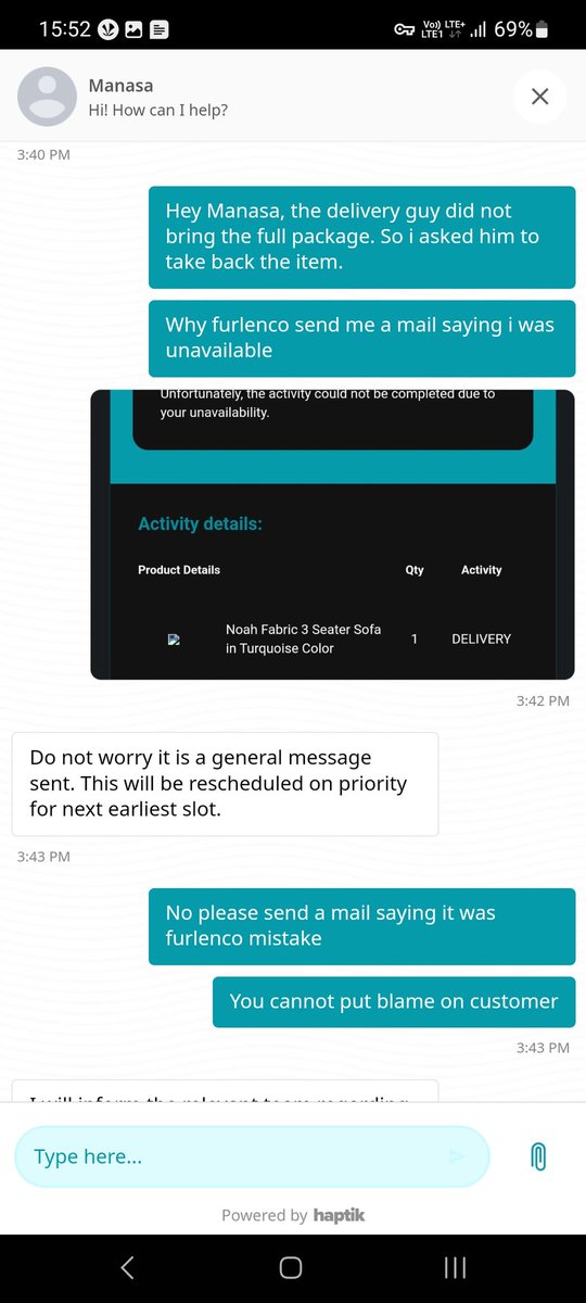 s4samir's tweet photo. @FURLENCO First u come with incomplete pkg. Thn you blame customer that I was not present to rcv d order. Then u reschedule the delivery every day for nxt 1 week.
Thr is no option to cancel an order on app. ur support team dont help in cancel. #SCAM #Bengaluru https://t.co/9xFnDTSopO