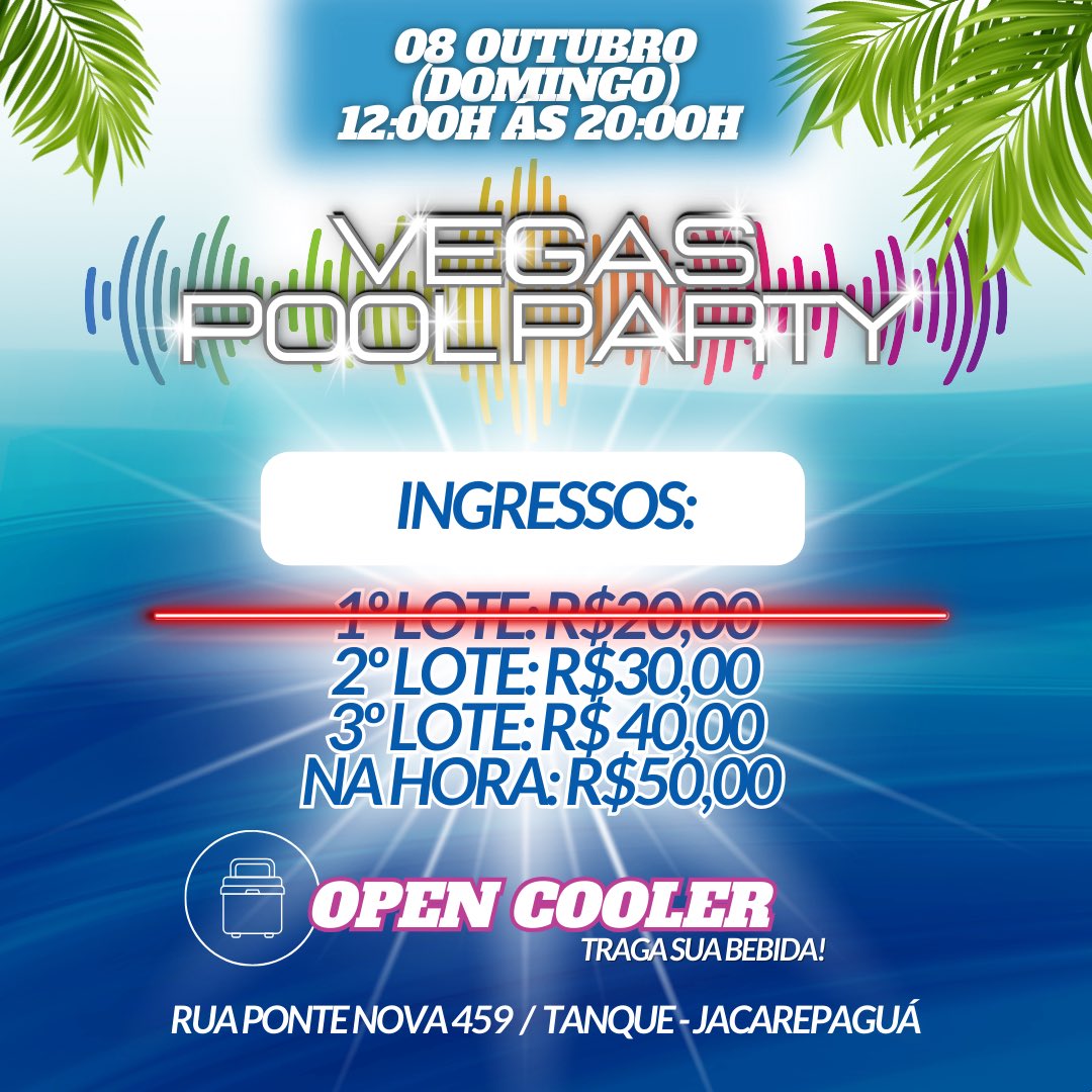 festavegasrj's tweet photo. VEGAS POOL PARTY! (OPEN COOLER) 🐻🏳️‍🌈

Data: 08 de Outubro (Domingo)
Horário: 12:00 as 20:00h
Local: Rua Ponte Nova 459 - Tanque/Jacarepaguá 

Traga sua bebida!

2º lote: R$30,00 (EM VIGOR)
3º lote: R$40,00
Na hora: R$50,00

link p/compra e informações na descrição da página! https://t.co/mq69hhGSkl