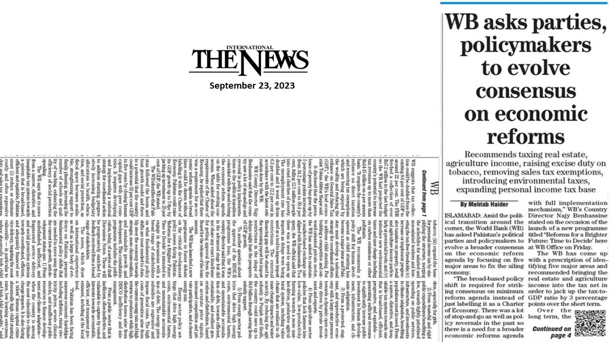 PIDEpk's tweet image. Media Coverage of 1st Day
@WorldBank Event on #ReformsForABrighterFuture
@WBPakistanCD @WBPakistanCD @nadeemhaque @durre_nayab_ @FaheemJehangir @WorldBankSAsia @drniqbal @ShujaatSohal @awqasim @saddameconomist @MShaafNajib14 @sobia_rose @Tehmina25 @Iqraa_Munawar @msaeedsagar12