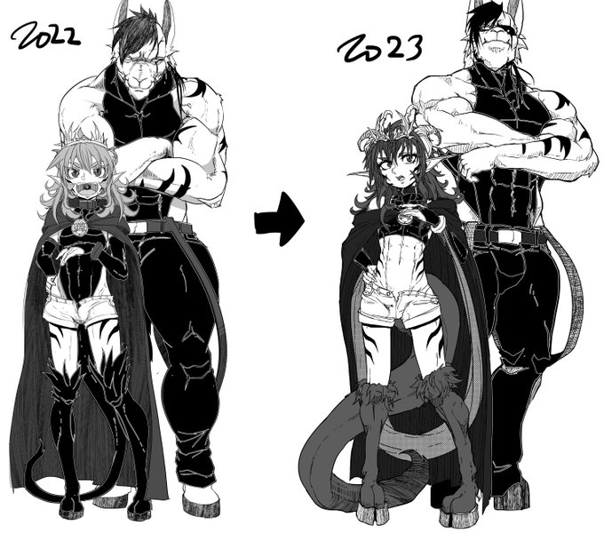 実は今回の話は去年描いたぺイモン様を呼んでみようのセルフリメイク+パロだったりします。
1年でこの二人も見た目変わりましたね 