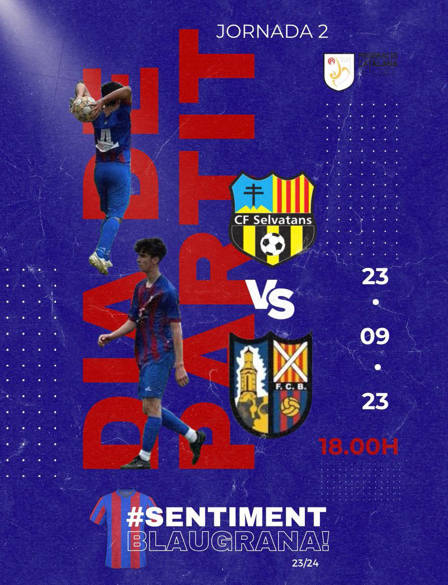 DIA DE PARTIT🔥🔥🔥🔥

El primer equip vol continuar amb la mateixa dinàmica així que avui ho donarà tot.⚽️⚽️⚽️

🆚Selvatans
🏆J2
📍Municipal de Selva de Mar
🕑 18 H

#futbolcat #sentimentblaugrana #fcborrassa ❤️💙