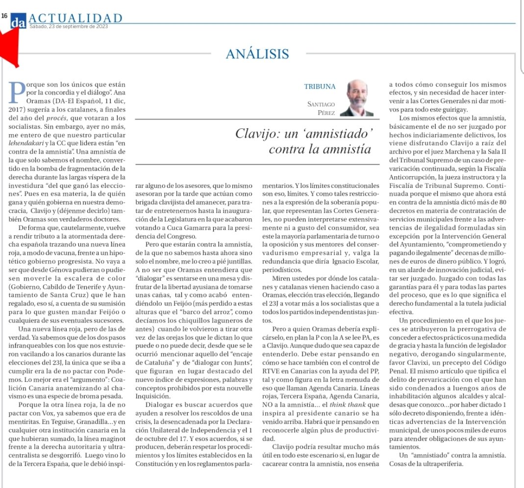 sperezlaguna's tweet photo. 👋Opino en @diariodeavisos

Clavijo: un ‘amnistiado’ contra la amnistía

https://t.co/xnoLZ6r2WW 

@gpssenado @avante_LL @PSOECanarias @PSOETenerife @PSOE_LaLaguna https://t.co/dRe10oLmLy