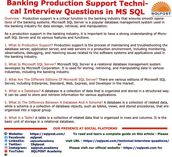 ISqlpost's tweet image. He guys,

To read the complete Post, Please click here sqlpost.com/technical-inte…

#tiq #technicalinterviewquestions #bankingproductionsupport