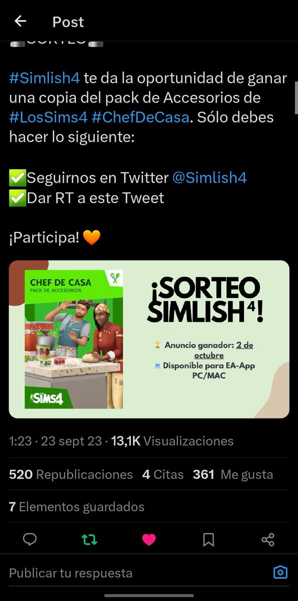 Satrin__'s tweet photo. @Simlish4 Muchas gracias por la oportunidad! Mucha suerte🍀 https://t.co/3ekYao8Tln