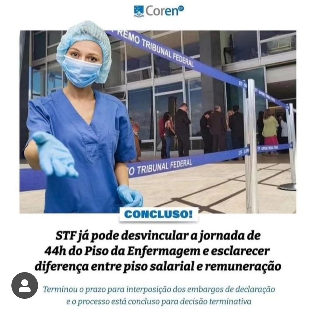 anasnitram's tweet photo. @STF_oficial Senhores e senhoras ministros. Retirem as 44 hs do piso da enfermagem. Pois essa carga horária NÃO existe no serviço público. E definam o que é  vencimento  e renumeração conforme consta  na Lei na íntegra .@camaradeputados @SenadoFederal @rodrigopacheco https://t.co/eydRQ0ueV9