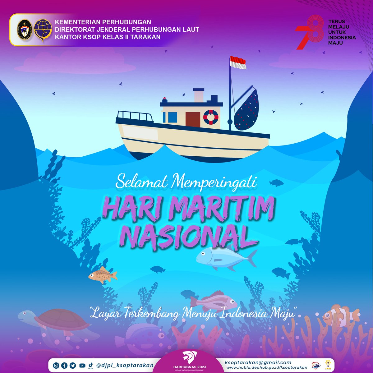 Selamat Hari Maritim Nasional Ke- 59 tahun 2023
'Layar terkembang menuju Indonesia Maju'

#tidung #disinfektan #SPK2P4 #KPLP #JebolGPS #HARHUBNAS2023#HariMaritimNasional2023