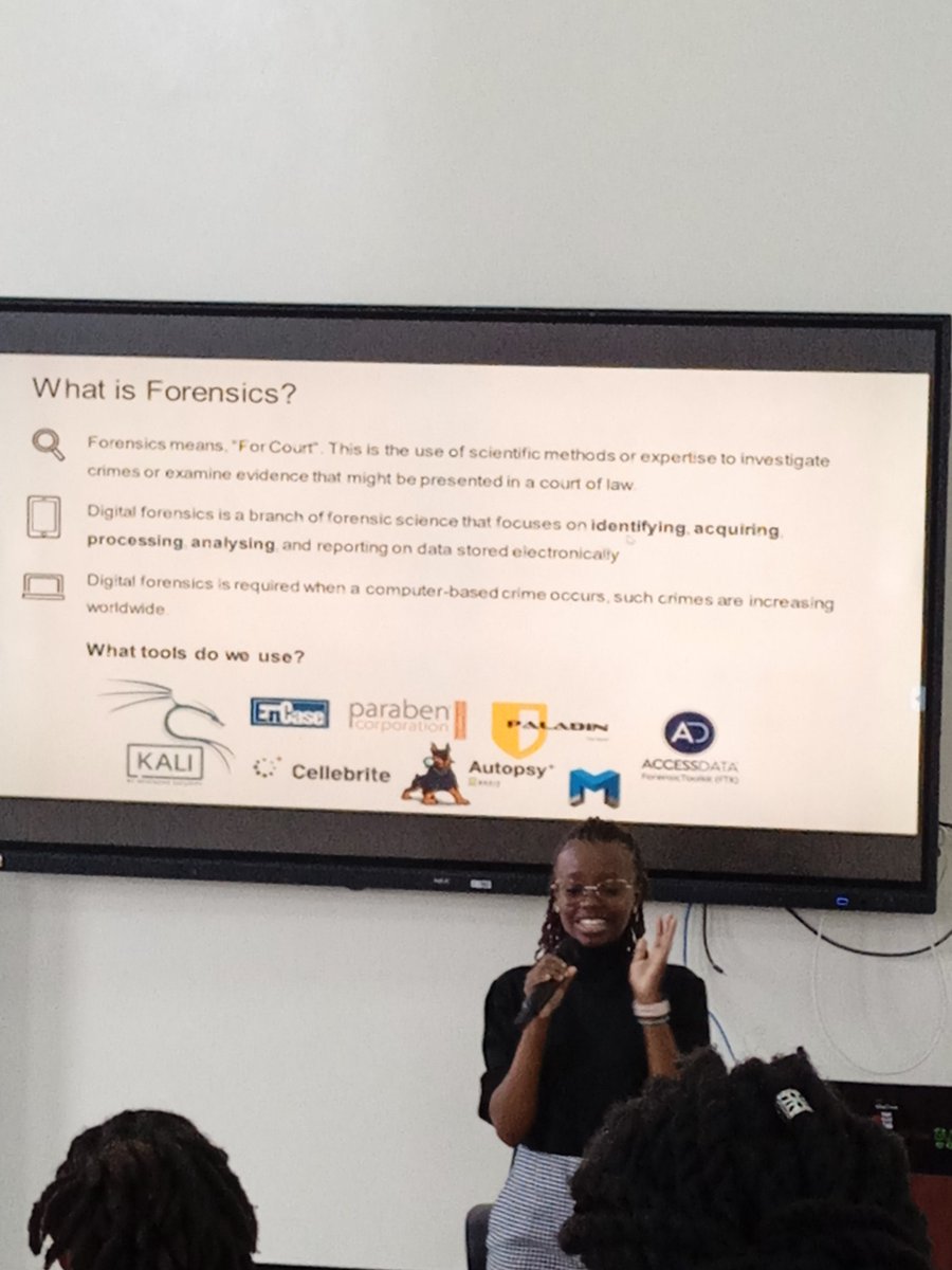 mylesss_mn's tweet photo. Daisy Kamari on digital forensics
"Always document you steps"
@shehacks_ke @SAFATeamGmbH #SheHacksCTF https://t.co/eOojAlafOW