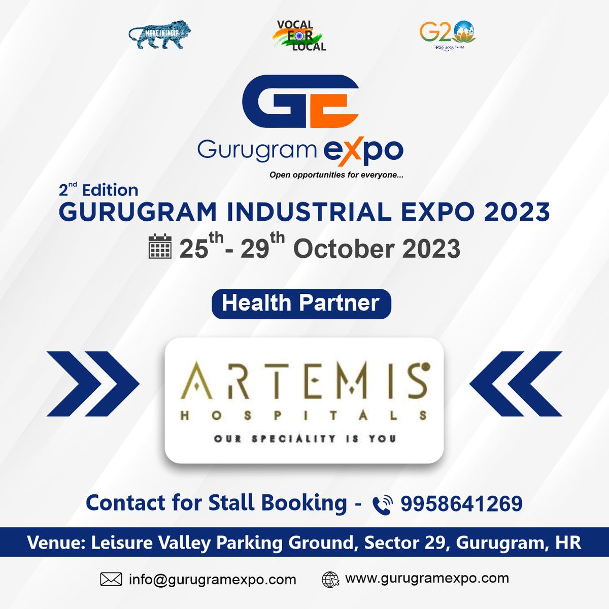 We're happy to announce that 'ARTEMIS HOSPITAL ' as Health Partner in Biggest Gurugram Industrial Expo.

#gurugramexpo #gurugramexpo2023 #ArtemisHospitals