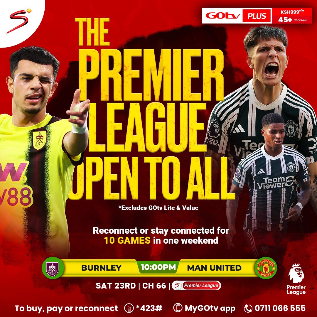 bnyabuti_ke's tweet image. So interested with your predictions for the Manchester United Vs Burnley game.  

Download the #MyGOtv App or Dial ✳423# to get connected for only KES 999. #GOtvOpenWeekend