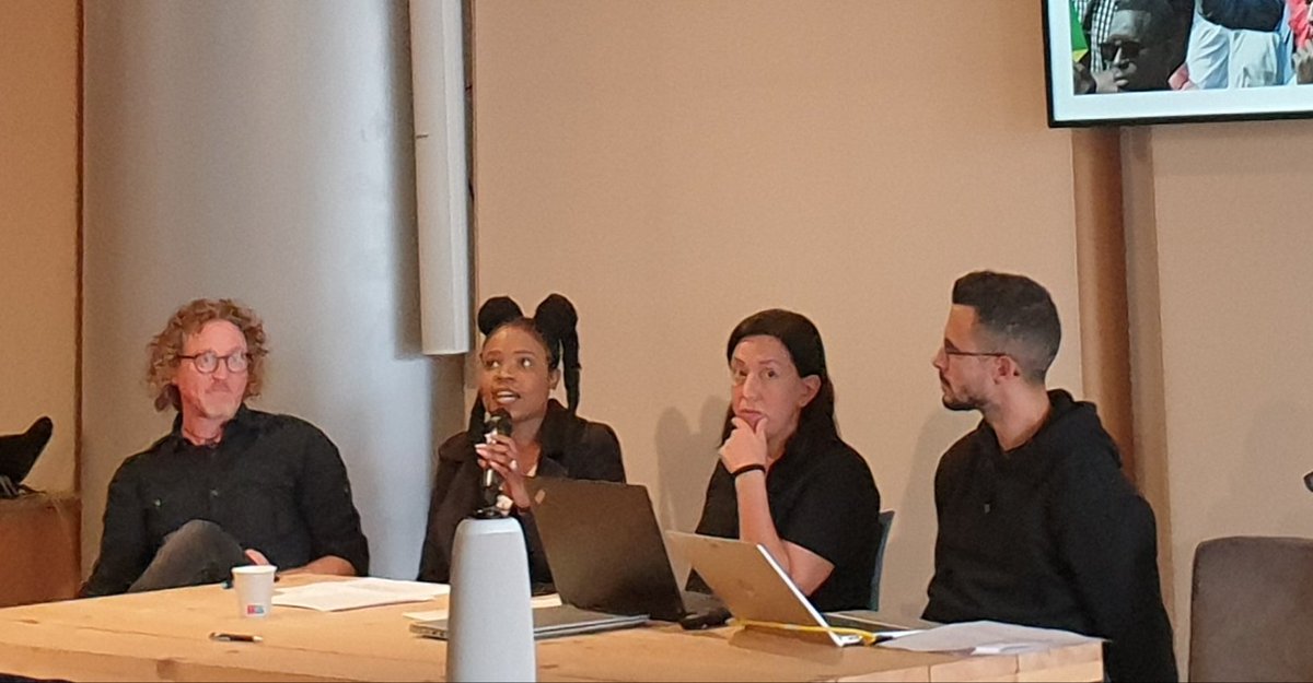 DanielTdt1's tweet photo. Ncebakazi Makwetu talks about the South African dockworker and song writer Vuyisile Mini. Great panel on "Solidarity between shore and ship " with @RafeefZiadah Ziadah, @ProfPeterCole, and Hassan Ould-Moctar @aloueimin. #maritimesolidarity #iish https://t.co/tod95Xn6nF
