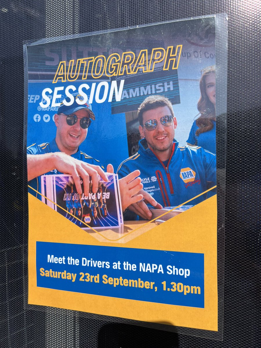 @NAPARacingUK (@naparacinguk) on Twitter photo π΅π‘ Driver Autograph Session βπΌ
Come and meet <a href="/ASuttonRacing/">Ashley Sutton</a>, <a href="/DanielRowbottom/">Daniel Rowbottom</a>, <a href="/DanCammish/">Daniel Cammish</a> and <a href="/samosbornebtcc/">Sam Osborne BTCC</a> at the NAPA shop today at 1.30pm!
#NAPARacingUK π΅π‘ Driver Autograph Session βπΌ
Come and meet <a href="/ASuttonRacing/">Ashley Sutton</a>, <a href="/DanielRowbottom/">Daniel Rowbottom</a>, <a href="/DanCammish/">Daniel Cammish</a> and <a href="/samosbornebtcc/">Sam Osborne BTCC</a> at the NAPA shop today at 1.30pm!
#NAPARacingUK