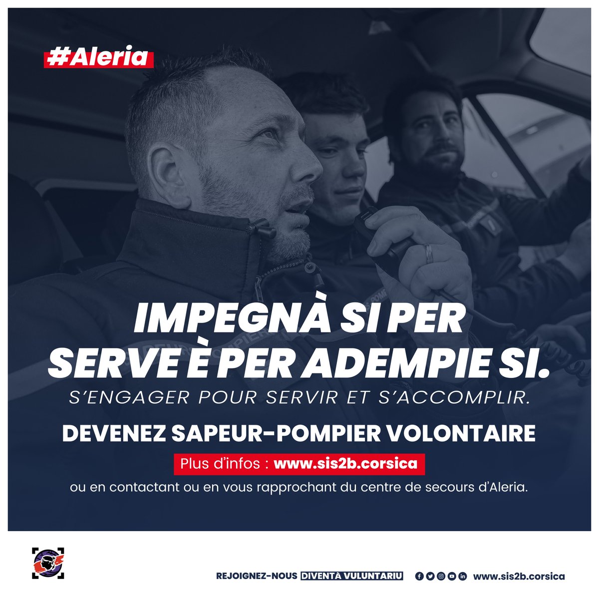#Recrutement #DiventàVuluntariu 🫵 Le centre de secours d'Aleria recherche des sapeurs-pompiers volontaires !
📥 Pour plus de renseignement, rendez-vous sur notre site 👉 bit.ly/diventa_spv
‼️ Candidatez avant le 30/09. Fate prestu chi u bisognu c'hè !