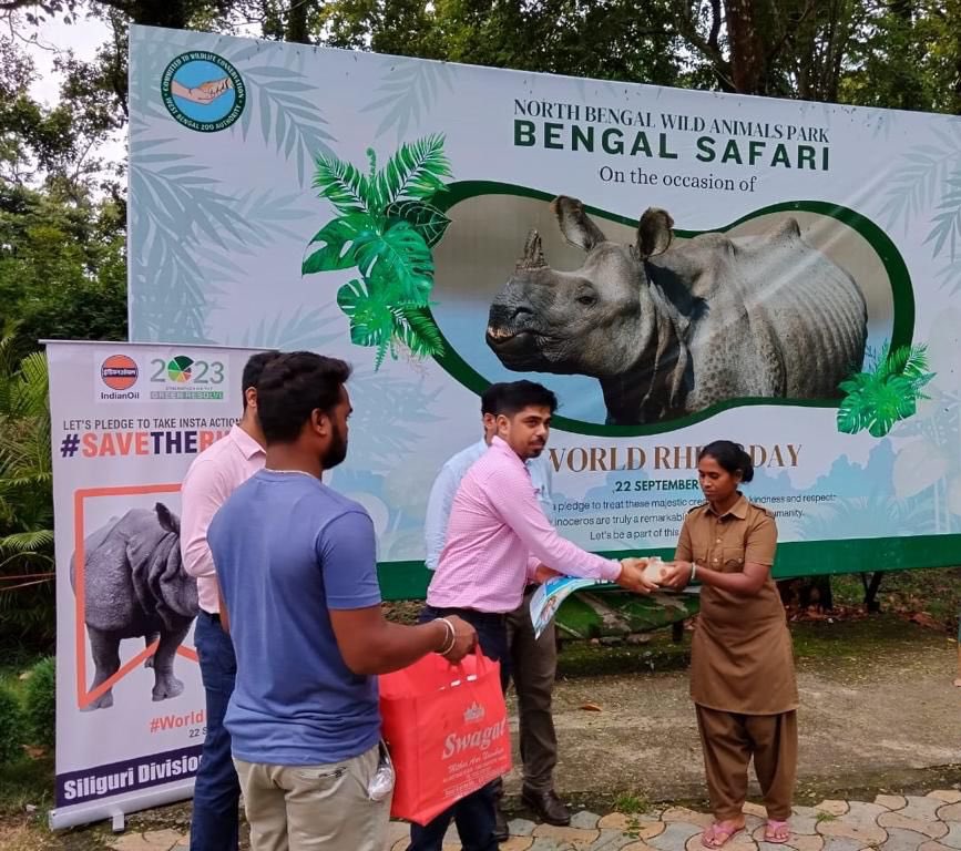 World Rhino Day was celebrated with fervour at North Bengal Wild Animal Park by Siliguri Divisional Office in presence of Sri Kamal Sarkar (WBFS). During the program, awareness talk on conservation of Rhinos was also delivered alongwith felicitation of Rangers
<a href="/IndianOilcl/">Indian Oil Corp Ltd</a>