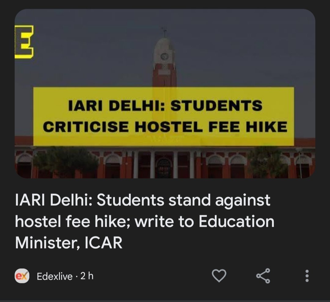 Shashi9605's tweet photo. #StopfeehikeIARI
@hpathak_icar @aks_gene @ndtv 
@iaripgssu2022  @aiobcsa @BABSA_IARI @nstomar @icarindia 
 How a student from a middle class background afford this much fees? And why the phd students are not given hostels despite there is newly built 500 room hostel in campus https://t.co/DinkR1BjNu