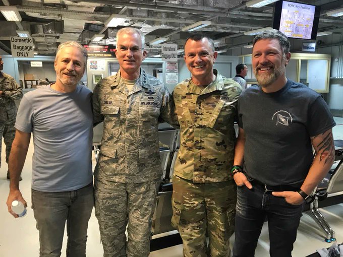 Thank you *GenSelva, Jon Stewart, *cmorganmusic and *the_USOfor re-energizing our deployed service members in *Iraq!