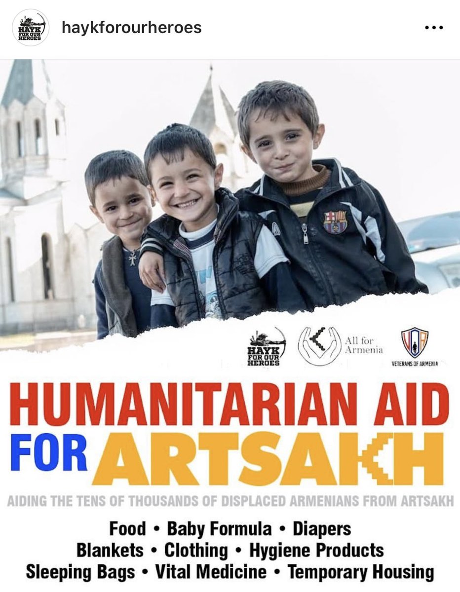 Donate if possible, please 🙏🏼 any amout is helpful and deeply appreciated, the donation will go to aid and relief for the displaced families from Artsakh 🇦🇲 

Instagram: Haykforourheroes