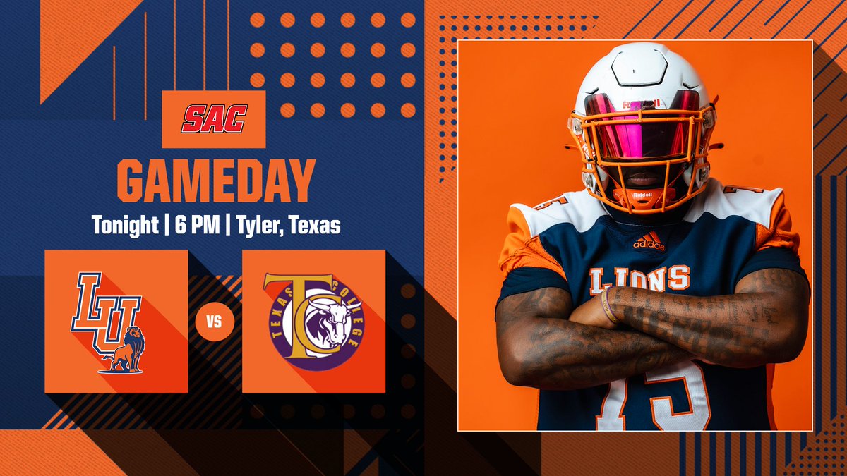 🏈 GAME DAY 🏈 

📍 Tyler, Texas
⏰ 6 pm (CDT)
🆚 Texas College
📊 bit.ly/44WS2MH
📻 apple.co/44XQqCg

#goLions | #FeartheRoar