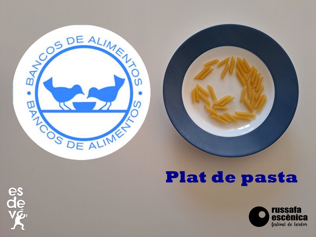 Atenció! #Platdepasta col·laborem amb el Banc d'Aliments.
Quan vingues a vore'ns tindràs una caixa gran amb el seu logotip i podràs deixar menjar com pasta, pots de conserva i demés per a altres persones que ho puguen necessitar.
#Teatre i solidaritat!

#russafaescènica #lgtb