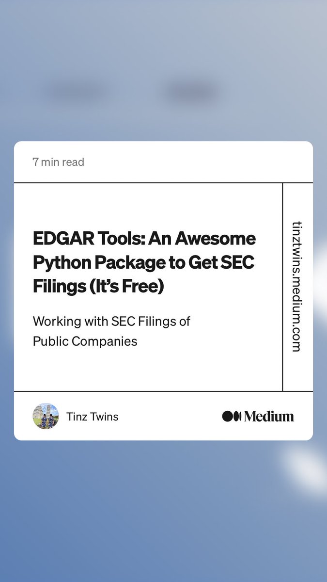 Unlock the Power of #SECFilings with edgartools Python Library! Get financial insights effortlessly. Explore filings since 1994, with Tesla's latest balance sheet. Discover the future of #FinancialAnalysis with edgartools #Investing #Tesla #StockMarket 
towardsfinance.com/edgar-tools-an…