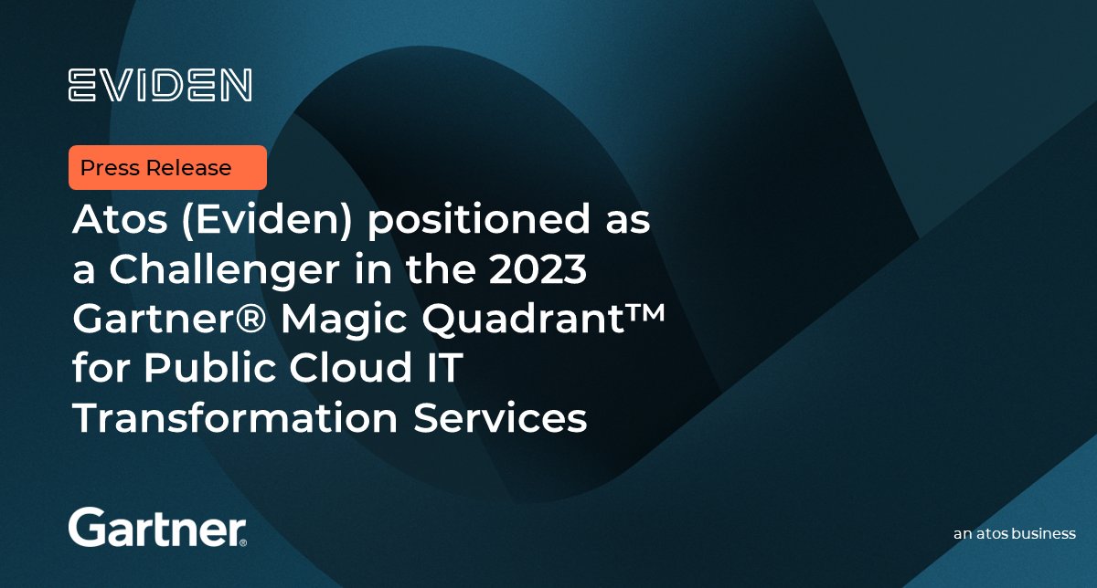 ✨ @Evidenlive today announces that it has been positioned as a Challenger in the 2023 Gartner Magic Quadrant for Public Cloud IT Transformation Services, based on its completeness of vision and ability to execute.

➡ eviden.com/insights/press…

#EvidenCloud #CloudTransformation