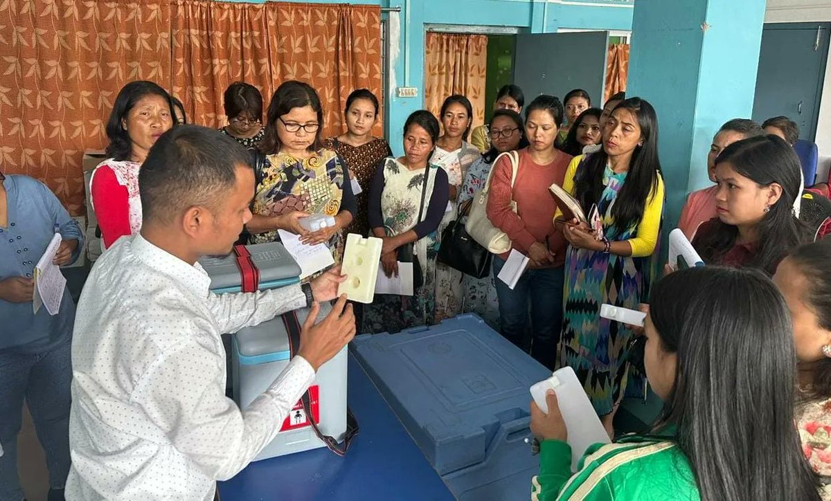 meghalayahealth's tweet photo. 2 Days training for CCH on EVIN &amp; cold chain conducted on 21 &amp; 22 September 2023 at the office of the District Medical &amp; Health Officer #EastKhasiHills.

#ColdChainManagement #HealthMatters #Vaccines #ImmunizationMatters #HealthFirst #HealthFirAll #TrainingForHealth https://t.co/DNotI9z4he