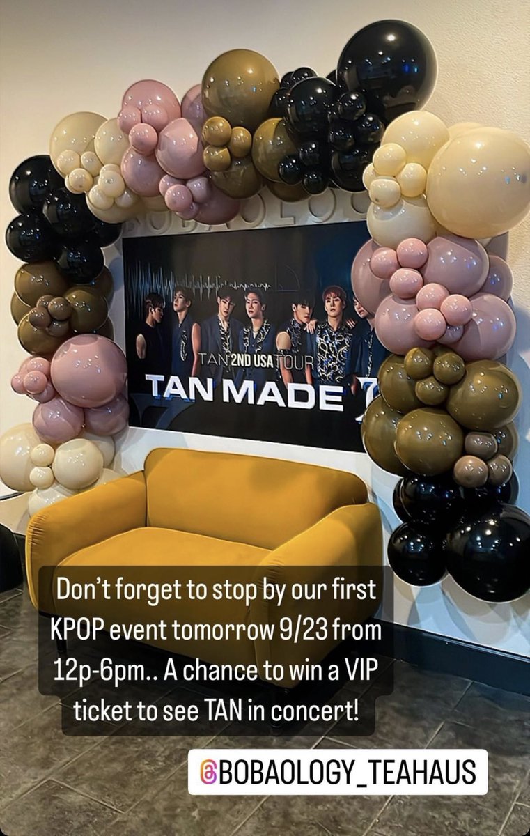 LovelyLinda_KW's tweet photo. Fresno SODA don’t forget to stop by Bobaology Tea Haus tomorrow 9/23 between 12pm-6pm for their TAN event! They are raffling off  a VIP ticket to the concert! 

#TANinFresno #TANintheUS #TAN #티에이엔 #SODA #to_all_nations #FresnoKpop #FresnoCupsleeve https://t.co/cVX1oBxv7x