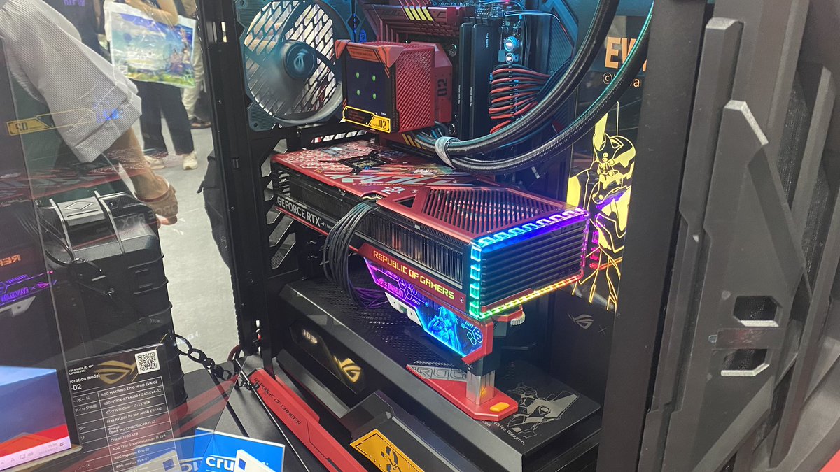 DoreiOS's tweet image. 【ROG×TGS2023】
EVA-02モデルのPC見てきた！
めちゃカッコイイし両面パネル開けられるからメンテナンスしやすそう！
普通に欲しいwww
#ASUS #ROG #ROGで完全装備
