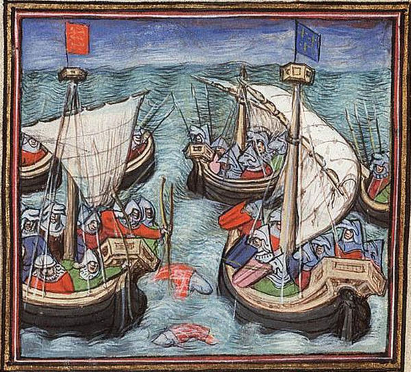 23/9/1338: la #batalladeArnemuiden es la primera #batallanaval de la #GuerradelosCienaños y la primera batalla naval en la que se usó #artillería, como la del #Barco #inglés #Christopher, que tenía tres #cañones